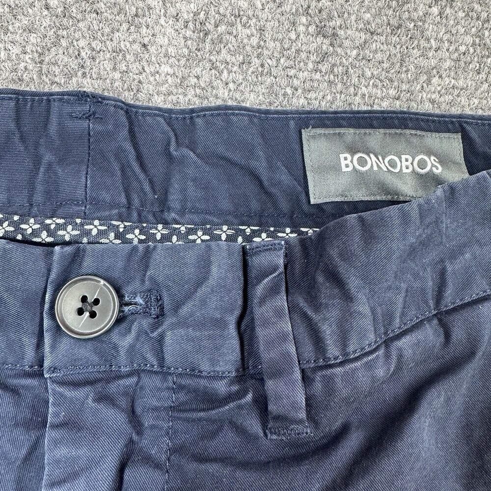 Bonobos Washed Chino Shorts Men 30 7" Inseam Navy Buttoned Rear Pockets - Picture 6 of 10